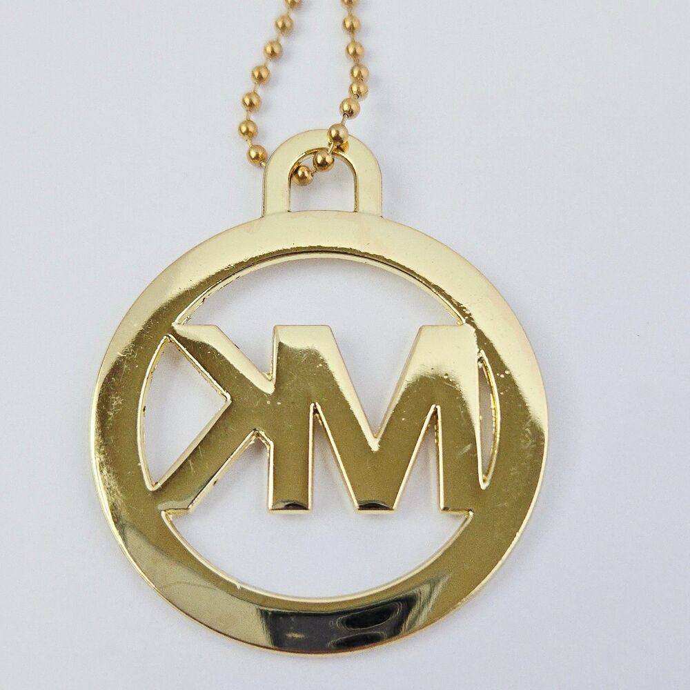 Michael Kors MK Logo Keychain Bag Purse Charm Gold Tone Metal w/ Ball Chain Fob - Picture 4 of 7